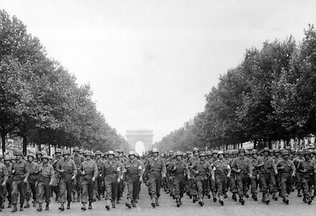 28th Infantry Division marching down the Champs Elysees